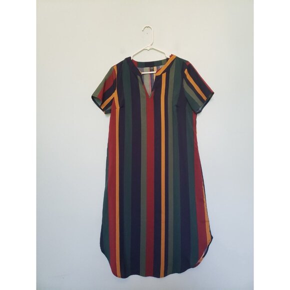 Emery Rose Dresses & Skirts - Emery Rose Womens L Shirt Dress Striped Bold V Neck Casual Spring Summer Preppy